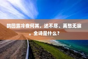 鹊回露冷夜何其，述不尽、离愁无寐。全诗是什么？