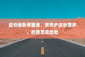 应怜倦卧寒窗者，煮药炉边听雪声。的意思及出处