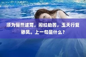 须为俪燕逑莺，闹红劫苦，玉天行复骖凤。上一句是什么？