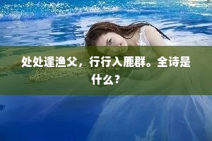 处处逢渔父，行行入鹿群。全诗是什么？