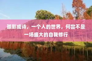 孤影成诗，一个人的世界，何尝不是一场盛大的自我修行