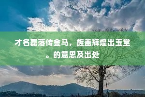才名磊落传金马，旌盖辉煌出玉堂。的意思及出处