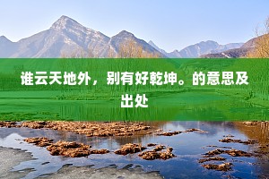 谁云天地外，别有好乾坤。的意思及出处