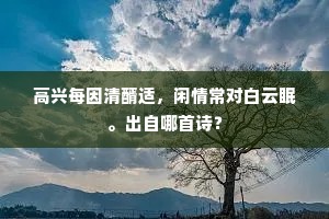 高兴每因清醑适，闲情常对白云眠。出自哪首诗？