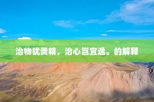 治物犹贵精，治心岂宜逸。的解释