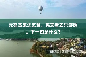 元亮贫来还乞食，尧夫老去只游嬉。下一句是什么？