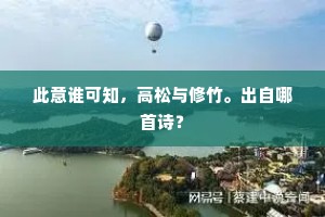 此意谁可知，高松与修竹。出自哪首诗？