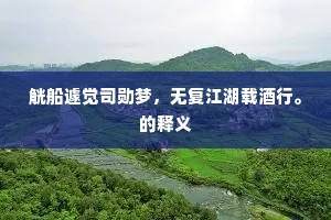 觥船遽觉司勋梦，无复江湖载酒行。的释义