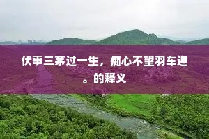 伏事三茅过一生，痴心不望羽车迎。的释义