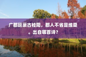 广郡延袤古桂阳，郡人不省是维桑。出自哪首诗？