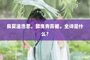 良宴溢浩思，醉曳青霞裾。全诗是什么？