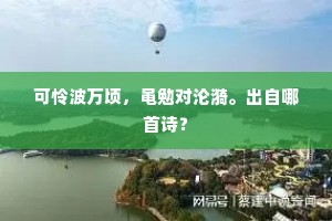 可怜波万顷，黾勉对沦漪。出自哪首诗？