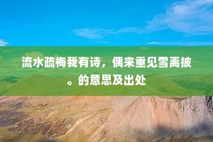 流水疏梅我有诗，偶来重见雪离披。的意思及出处