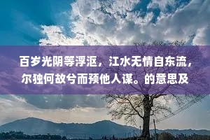 百岁光阴等浮沤，江水无情自东流，尔独何故兮而预他人谋。的意思及出处