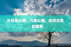 从容而大肆，巧者以愧，尚庶古意。的解释