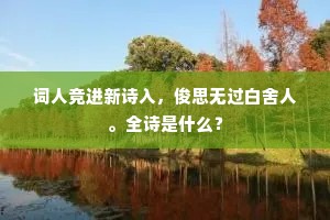 词人竞进新诗入，俊思无过白舍人。全诗是什么？