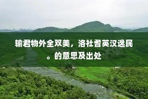 输君物外全双美，洛社耆英汉逸民。的意思及出处
