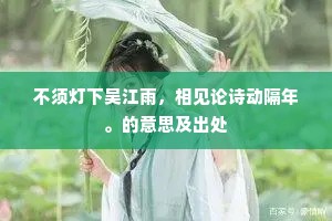 不须灯下吴江雨，相见论诗动隔年。的意思及出处