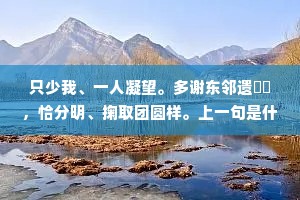 只少我、一人凝望。多谢东邻遗粔籹，恰分明、掬取团圆样。上一句是什么？