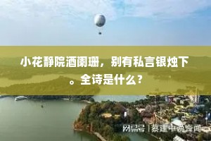 小花静院酒阑珊，别有私言银烛下。全诗是什么？