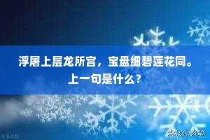 浮屠上层龙所宫，宝盘细碧莲花同。上一句是什么？
