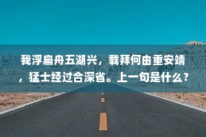 我浮扁舟五湖兴，载拜何由重安靖，猛士经过合深省。上一句是什么？