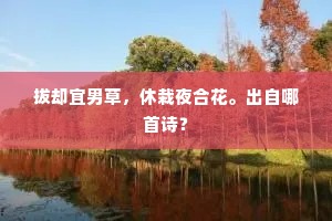 拔却宜男草，休栽夜合花。出自哪首诗？