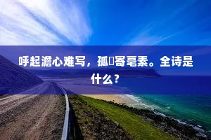 呼起澹心难写，孤悰寄毫素。全诗是什么？
