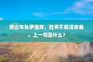 嵩山东头伊洛岸，胜事不假须穿栽。上一句是什么？