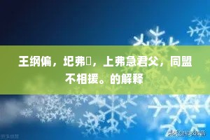 王纲偏，圯弗攑，上弗急君父，同盟不相援。的解释