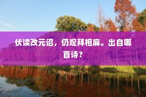 伏读改元诏，仍观拜相麻。出自哪首诗？