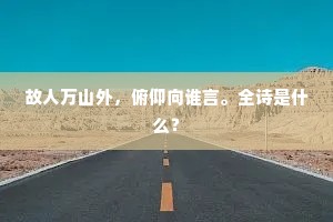 故人万山外，俯仰向谁言。全诗是什么？