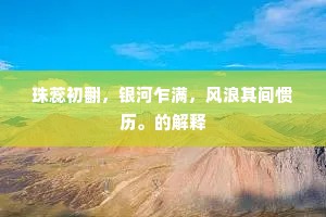 珠蕊初翻，银河乍满，风浪其间惯历。的解释