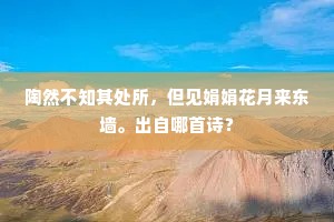 陶然不知其处所，但见娟娟花月来东墙。出自哪首诗？