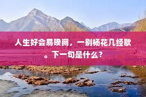 人生好会易暌阙，一别杨花几经歇。下一句是什么？