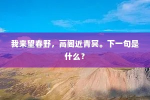 我来望春野，高阁近青冥。下一句是什么？
