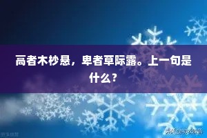 高者木杪悬，卑者草际露。上一句是什么？