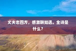 丈夫志四方，感激酬知遇。全诗是什么？