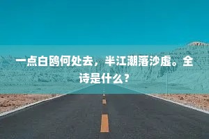一点白鸥何处去，半江潮落沙虚。全诗是什么？