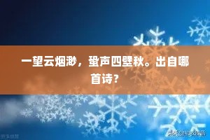 一望云烟渺，蛩声四壁秋。出自哪首诗？