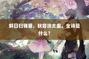 斜日归钱暑，秋容淡太虚。全诗是什么？