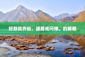 好静能齐俗，端居或问禅。的解释