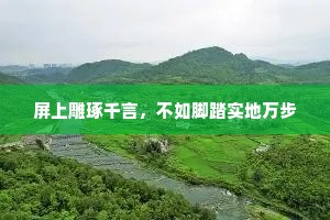 屏上雕琢千言，不如脚踏实地万步