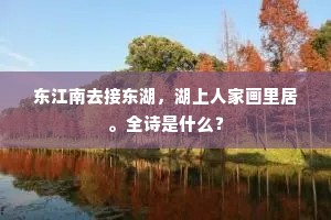 东江南去接东湖，湖上人家画里居。全诗是什么？