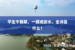 平生千载期，一朝成逝水。全诗是什么？