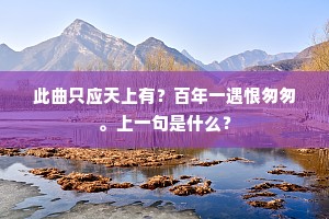 此曲只应天上有？百年一遇恨匆匆。上一句是什么？