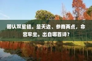 卿认双星错。是天边、参商两点，命宫牢坐。出自哪首诗？