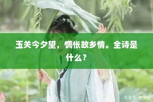 玉关今夕望，惆怅故乡情。全诗是什么？
