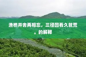 渔樵并舍两相忘，三径回看久就荒。的解释