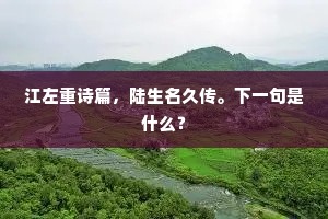 江左重诗篇，陆生名久传。下一句是什么？